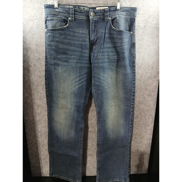 T K Axel Jeans Men's 36x32 Blue Slim Bootcut Stretch Dark Wash Denim - Picture 1 of 8
